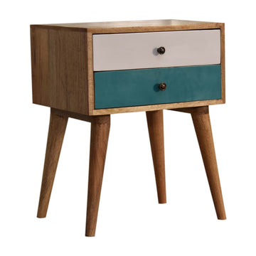 Teal Modern Solid Wood Bedside Table | Hand-Painted Mango Wood