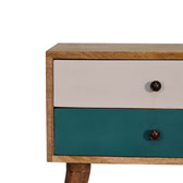 Teal Modern Solid Wood Bedside Table | Hand-Painted Mango Wood