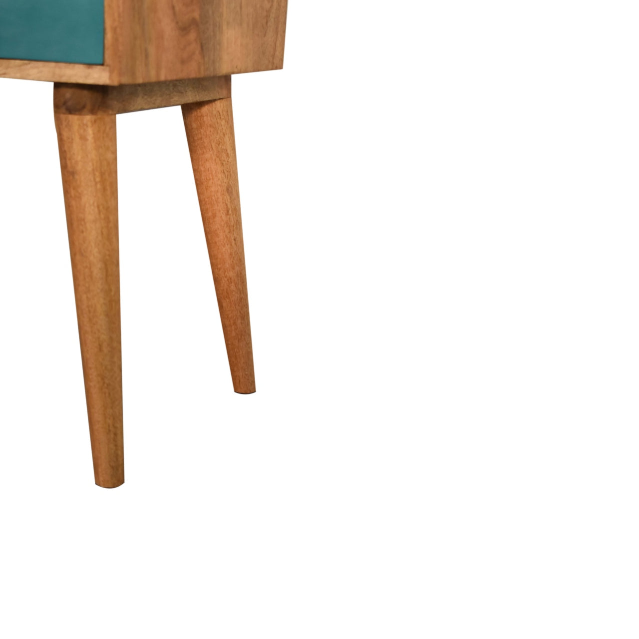Teal Modern Solid Wood Bedside Table | Hand-Painted Mango Wood
