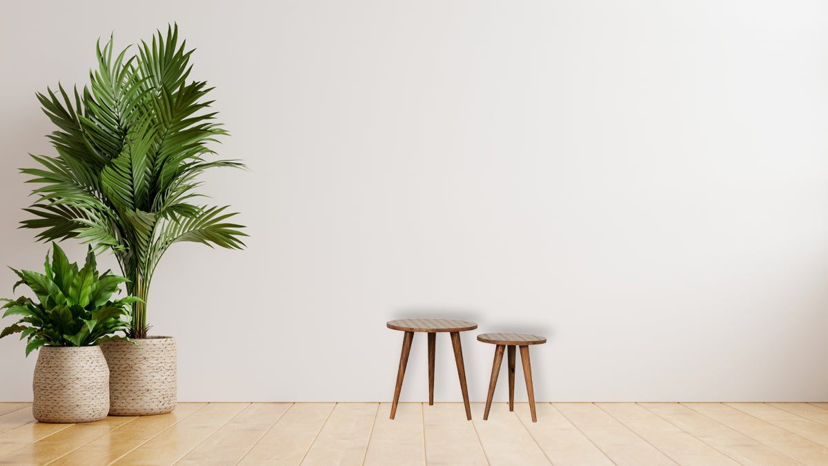 Prima Nesting Stools Footstool | Oak Mango Wood