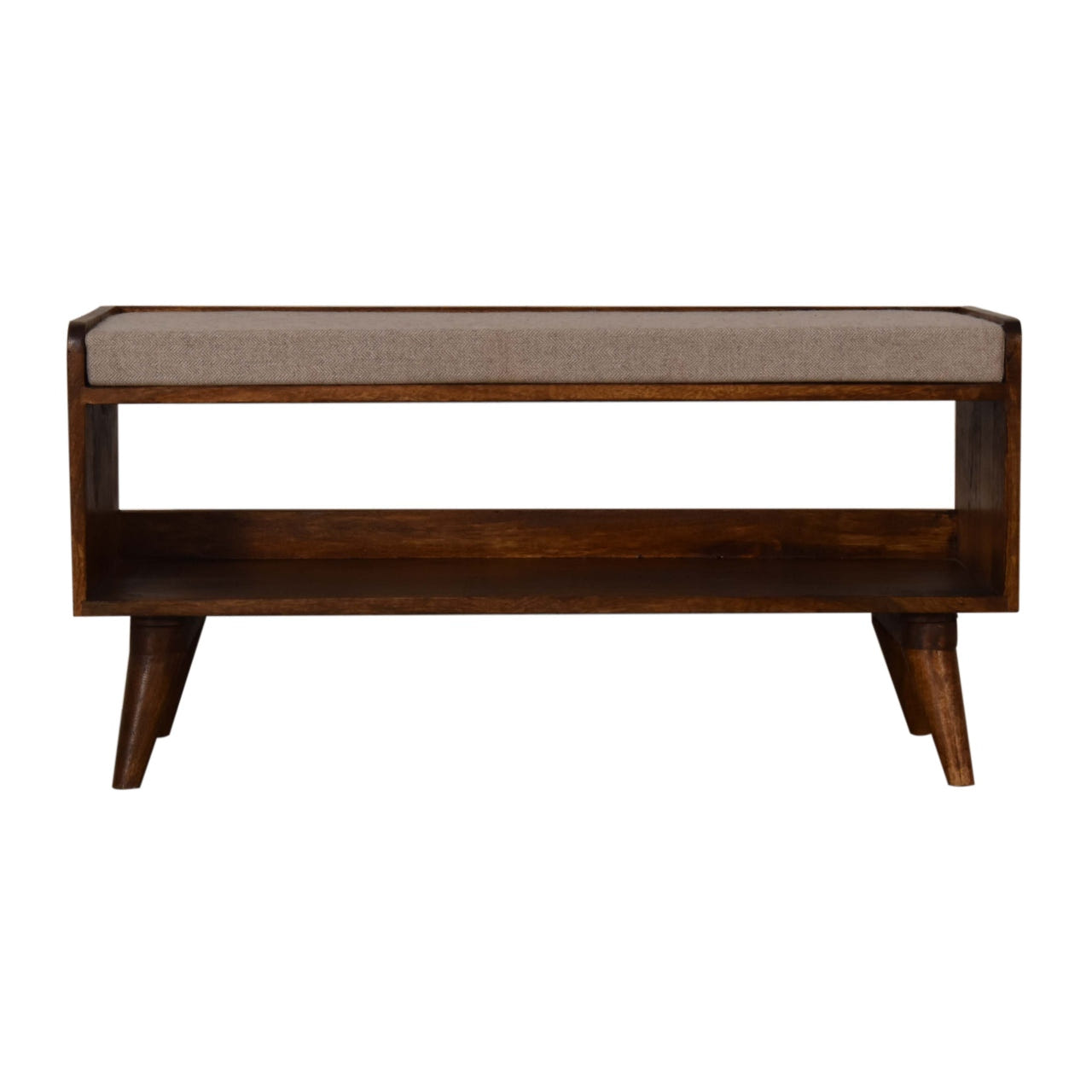 Brown Tweed Seat Pad Bench | Chestnut