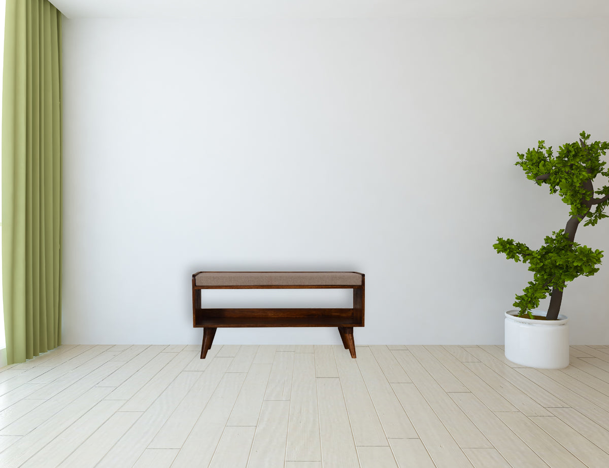 Brown Tweed Seat Pad Bench | Chestnut