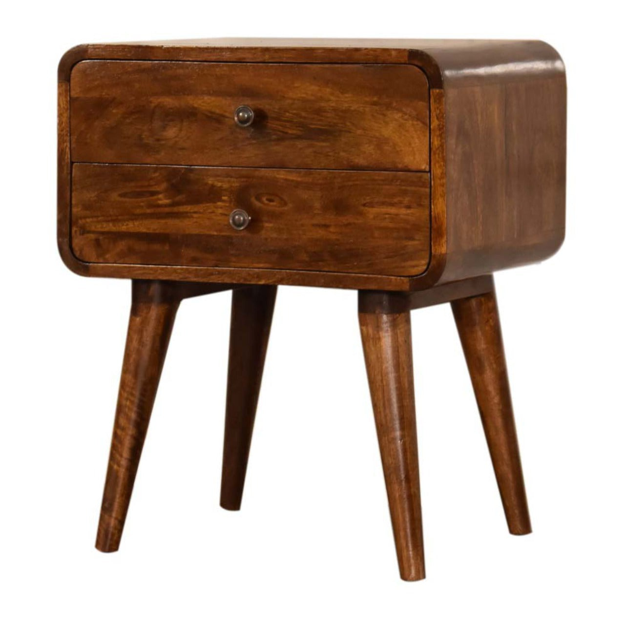 Curve Chestnut Cable Access Bedside Table