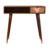Manila Rose Gold Writing Desk | Chestnut Solid Mango Wood