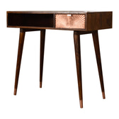 Manila Rose Gold Writing Desk | Chestnut Solid Mango Wood