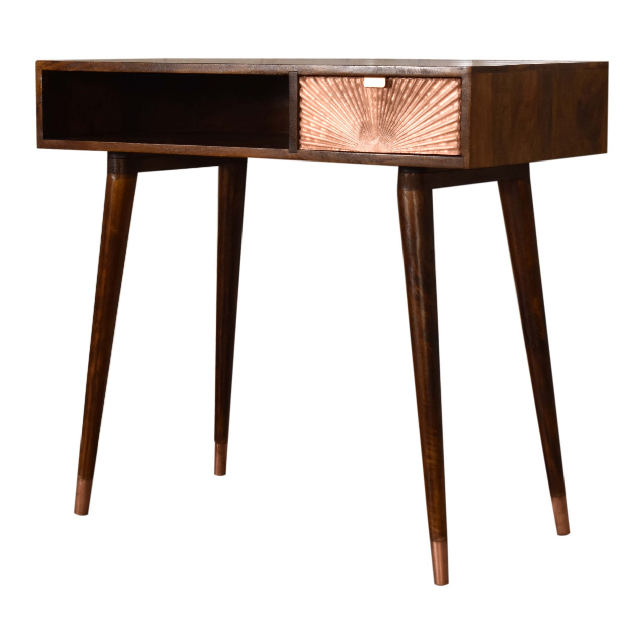 Manila Rose Gold Writing Desk | Chestnut Solid Mango Wood