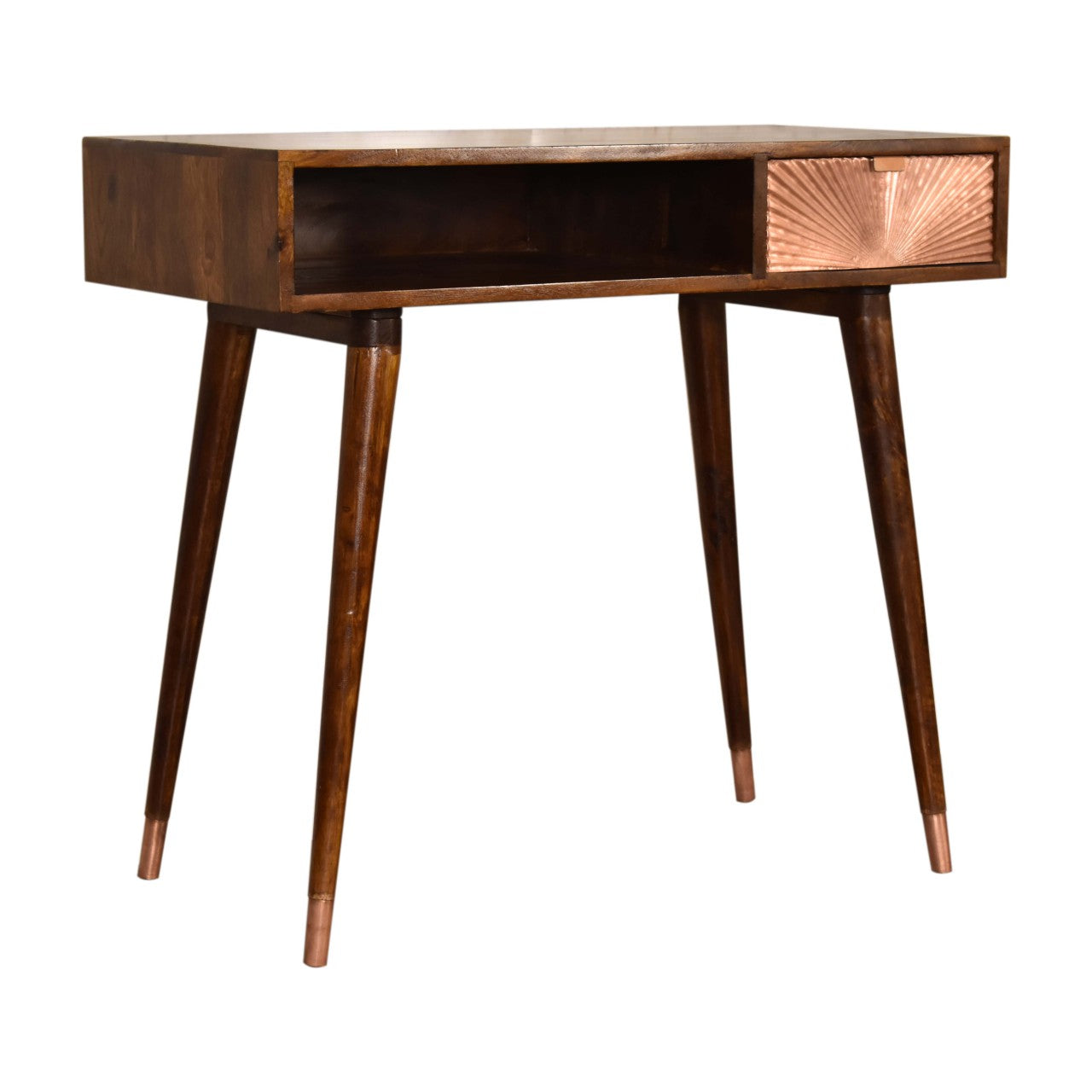 Manila Rose Gold Writing Desk | Chestnut Solid Mango Wood