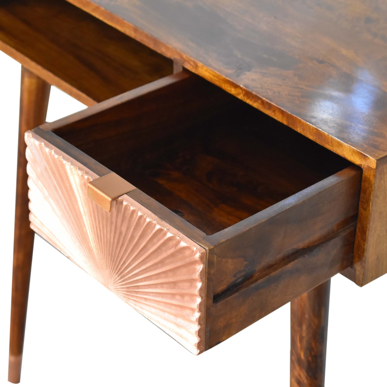 Manila Rose Gold Writing Desk | Chestnut Solid Mango Wood