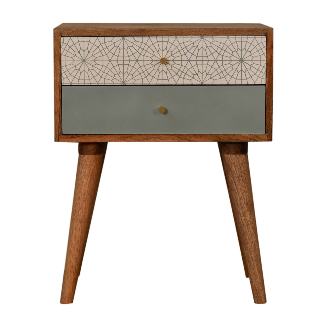 Green Patterned Bedside Table