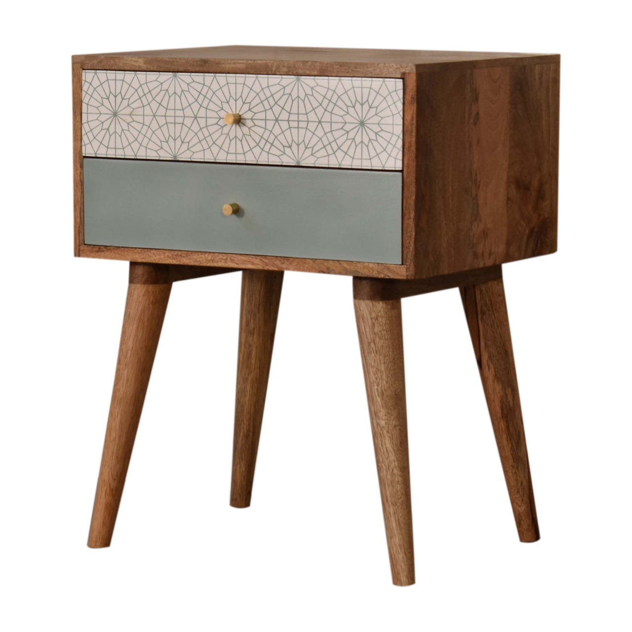 Green Patterned Bedside Table