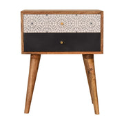 Black Patterned Bedside Table