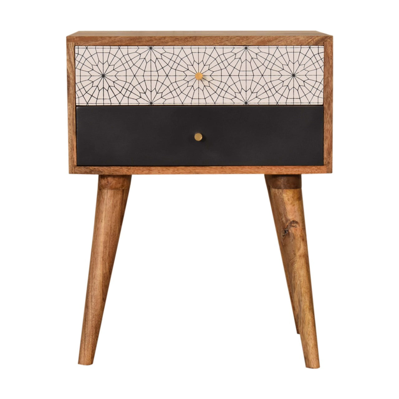 Black Patterned Bedside Table