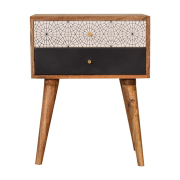 Black Patterned Bedside Table