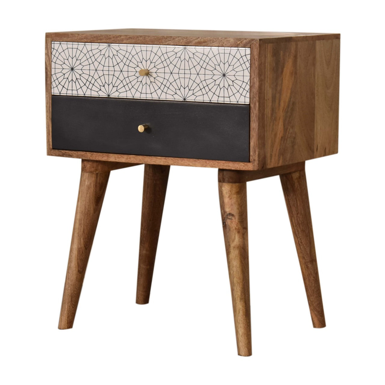Black Patterned Bedside Table