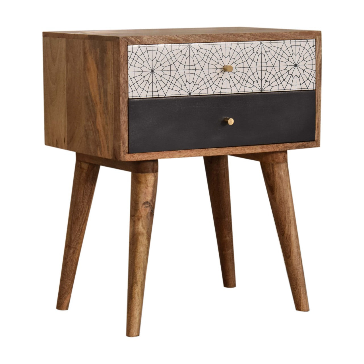 Black Patterned Bedside Table
