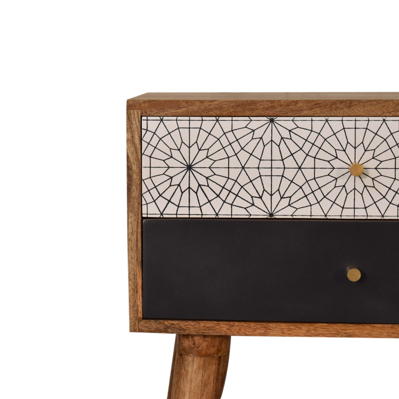 Black Patterned Bedside Table