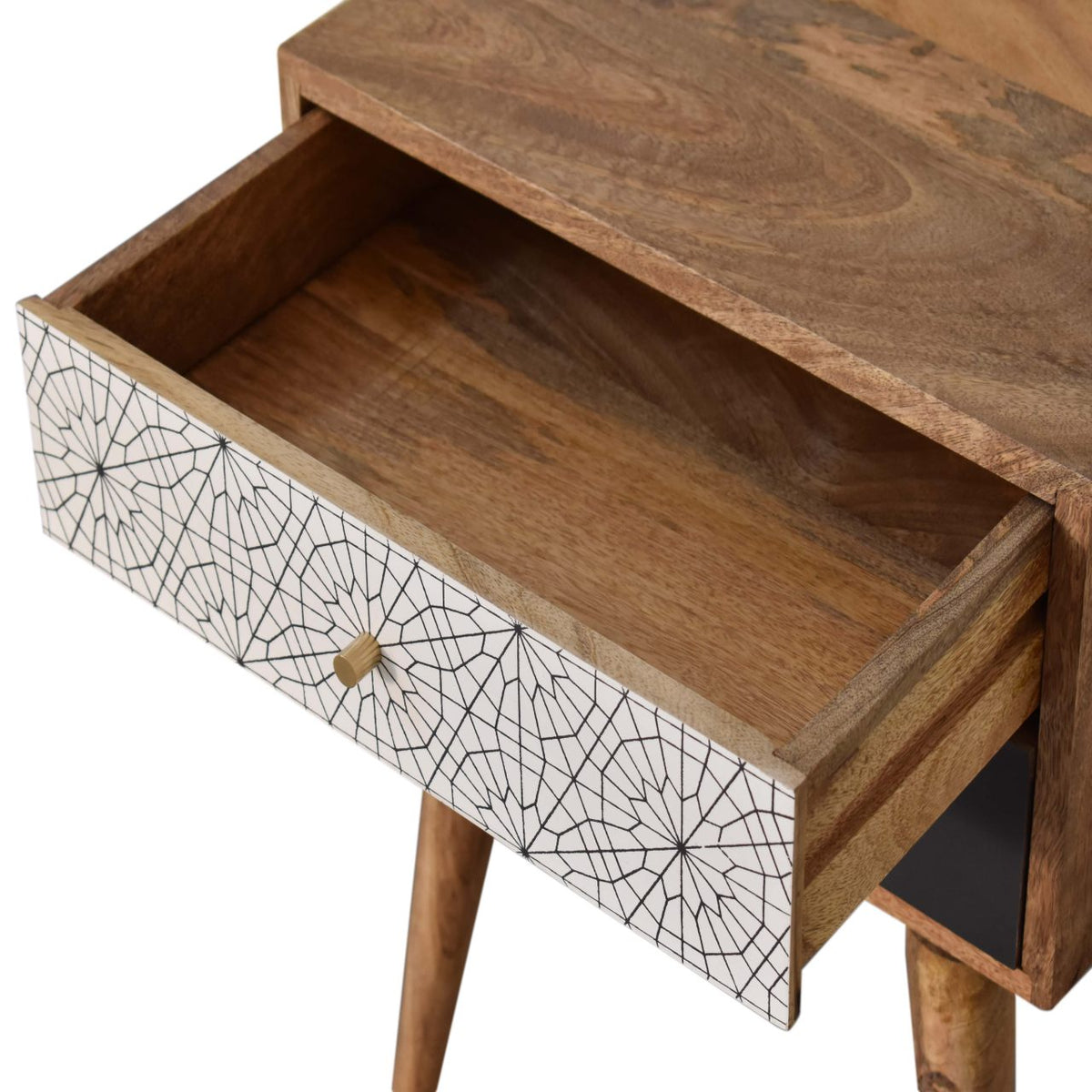 Black Patterned Bedside Table