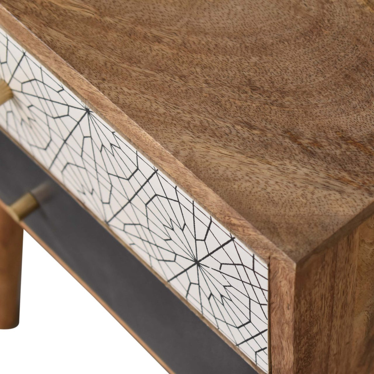 Black Patterned Bedside Table