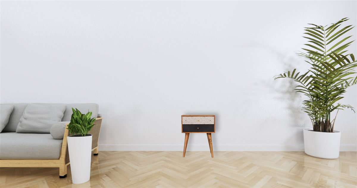 Black Patterned Bedside Table