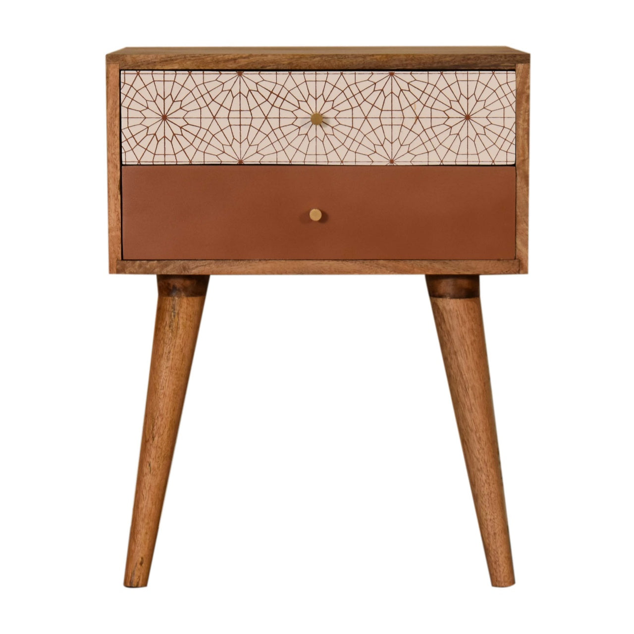 Brick Red Patterned Bedside Table