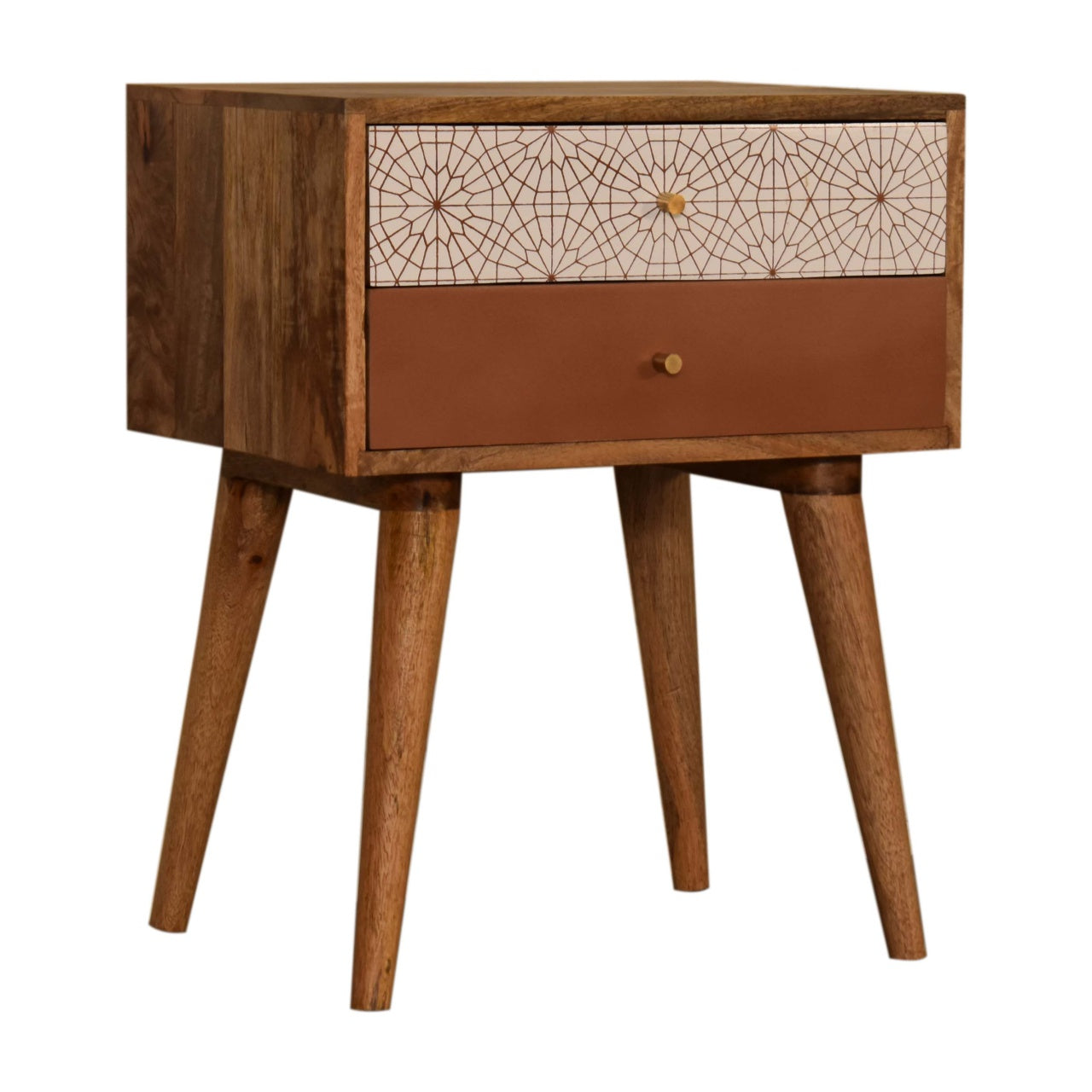 Brick Red Patterned Bedside Table