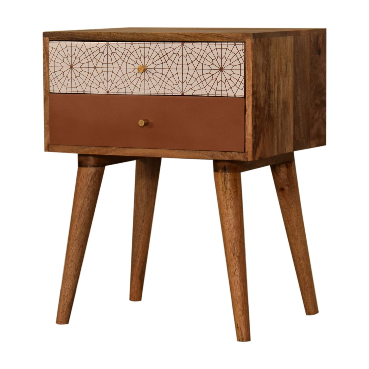 Brick Red Patterned Bedside Table