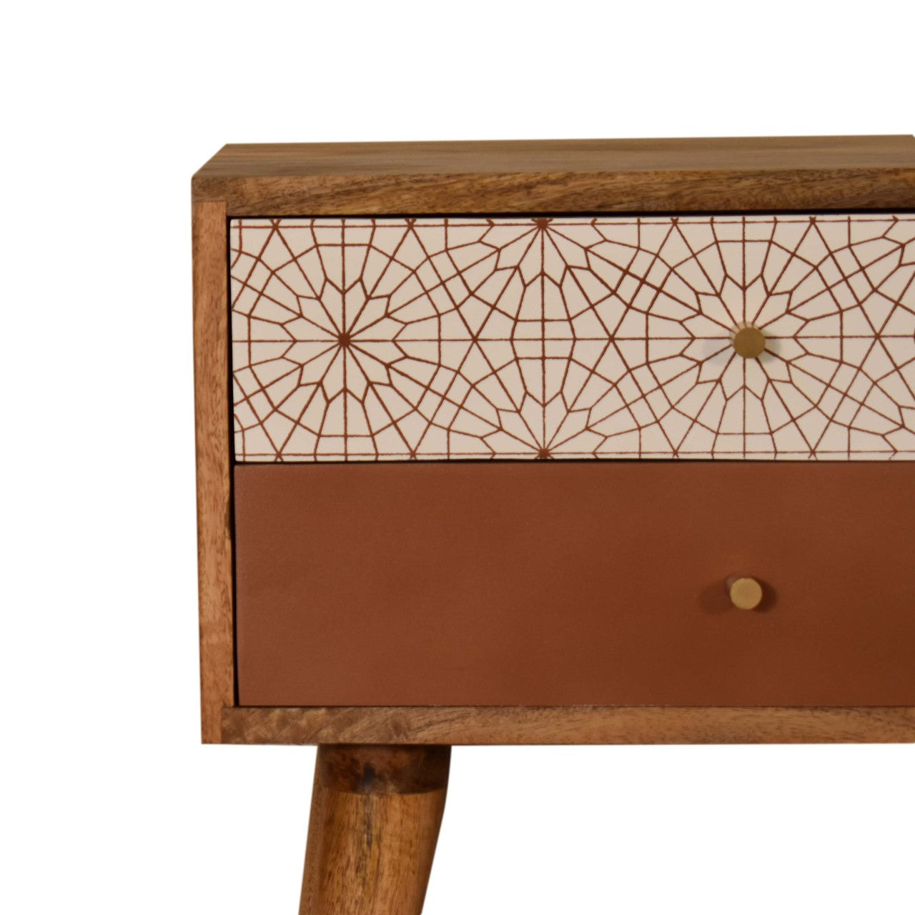 Brick Red Patterned Bedside Table