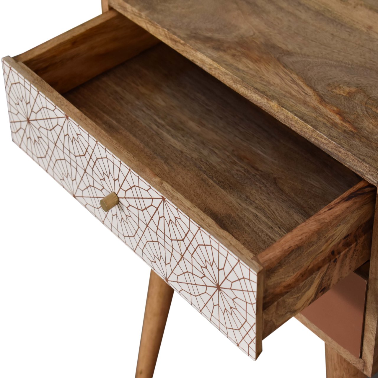 Brick Red Patterned Bedside Table