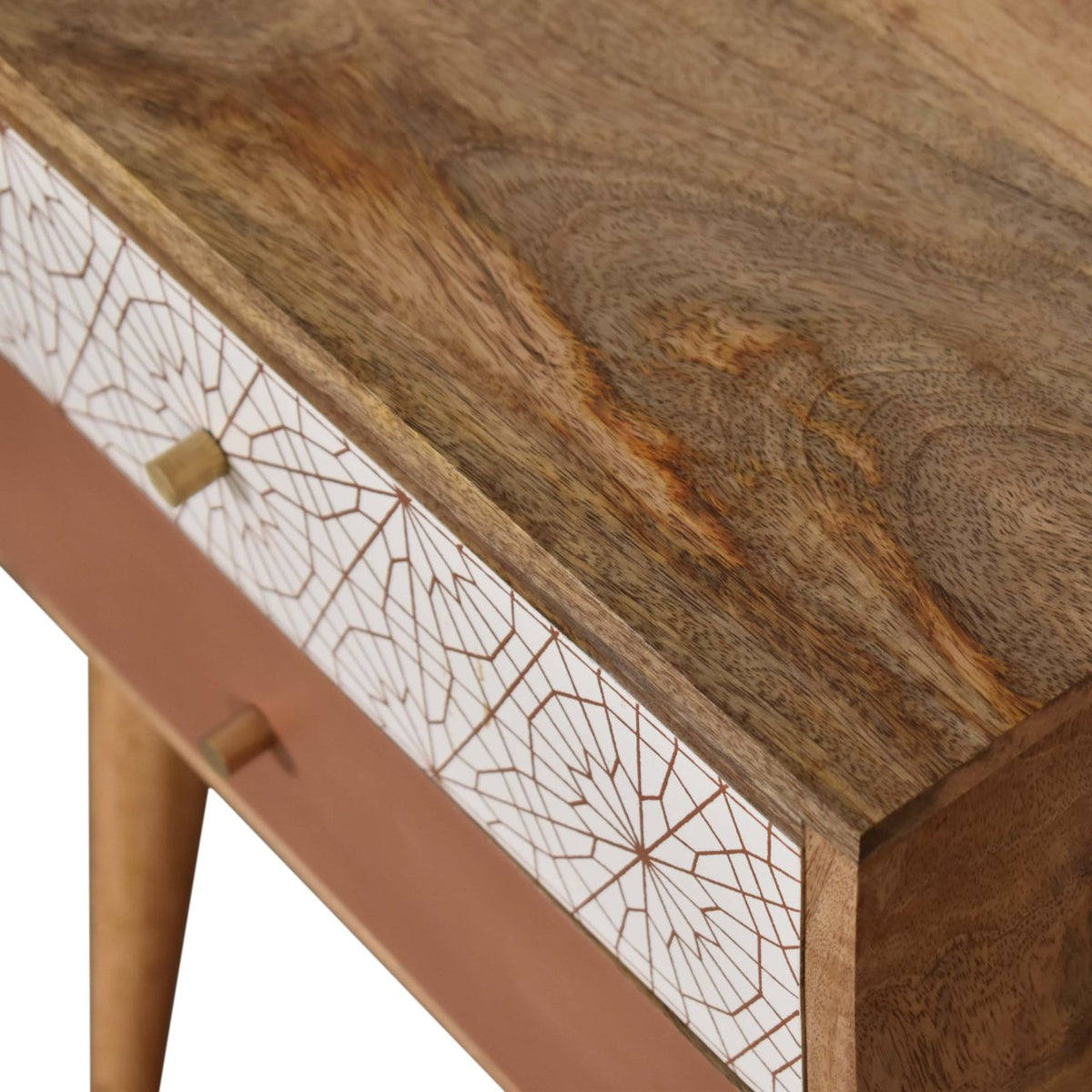 Brick Red Patterned Bedside Table