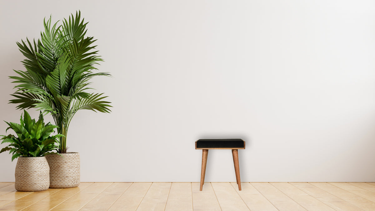 Emerald Velvet Tray Style Footstool | Cotton Velvet