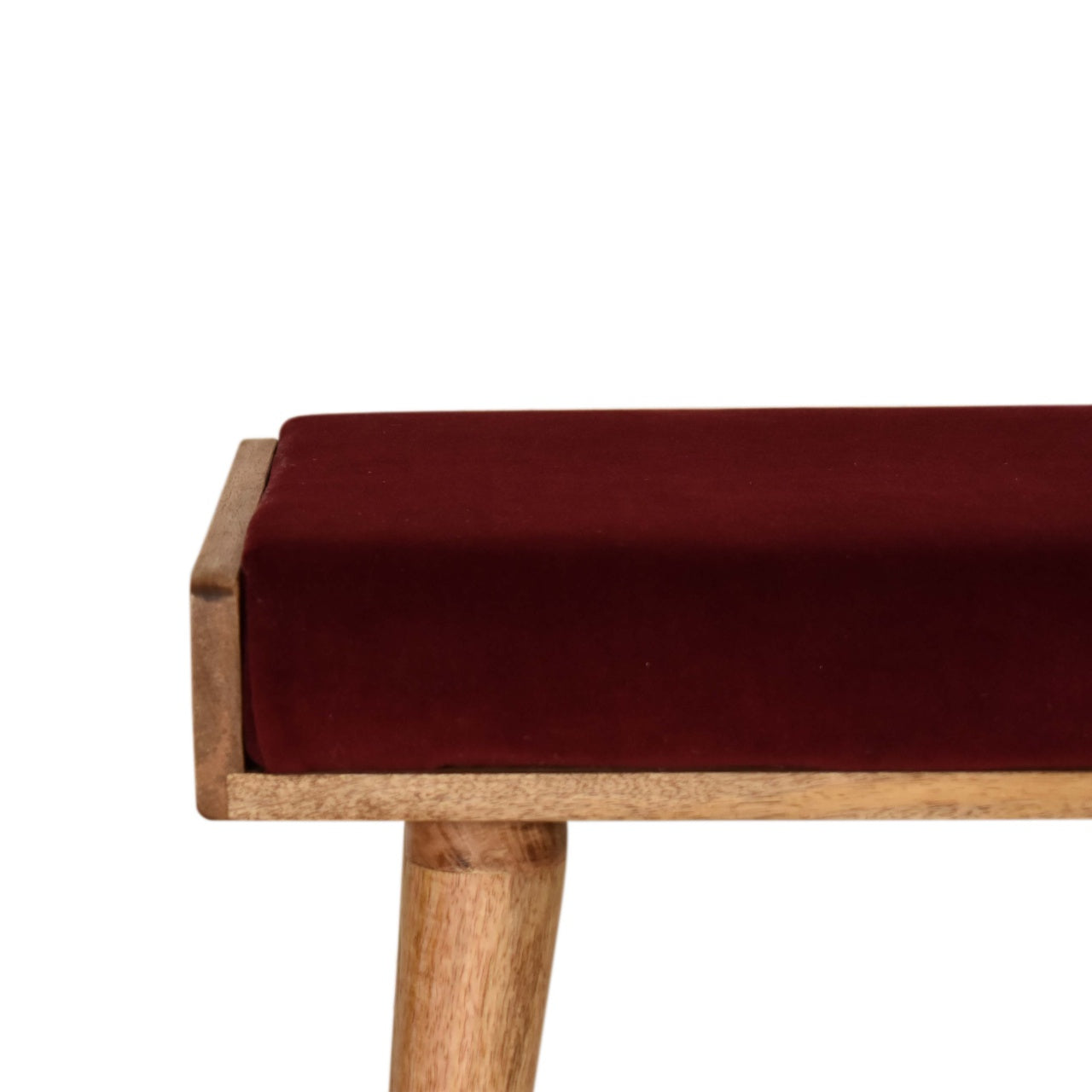 Wine Red Tray Style Footstool | Cotton Velvet