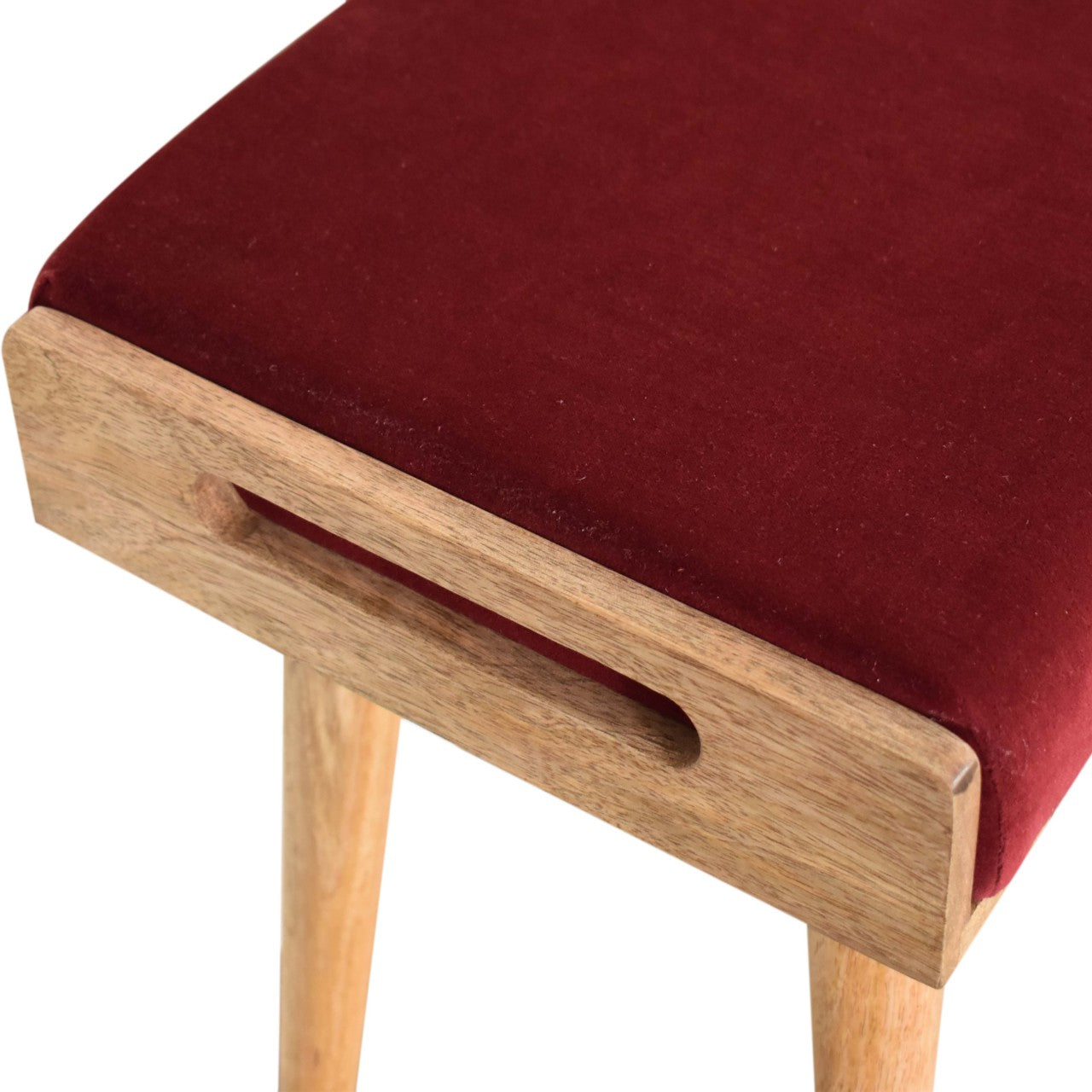 Wine Red Tray Style Footstool | Cotton Velvet