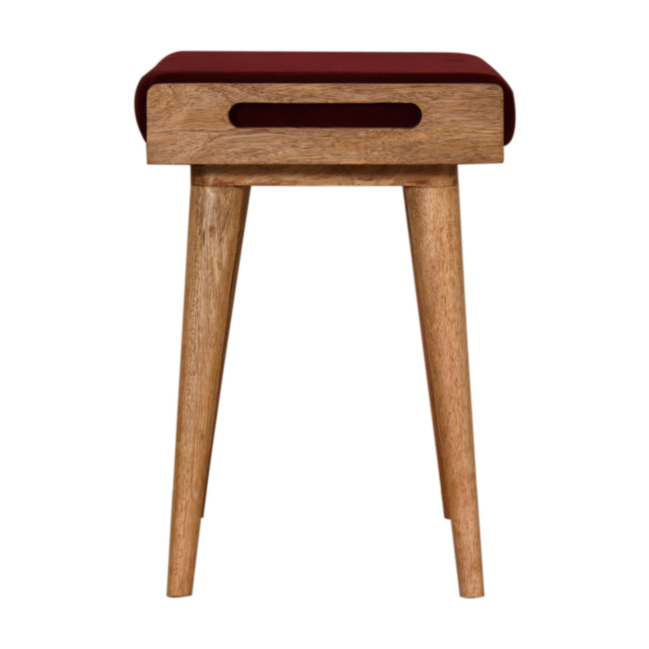 Wine Red Tray Style Footstool | Cotton Velvet