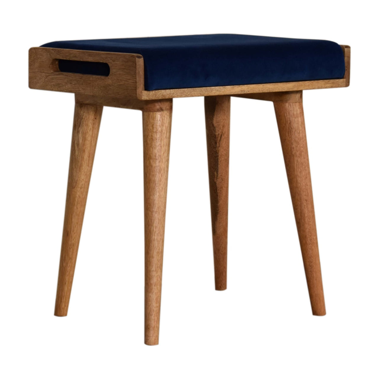 Royal Blue Velvet Tray Footstool | Cotton Velvet