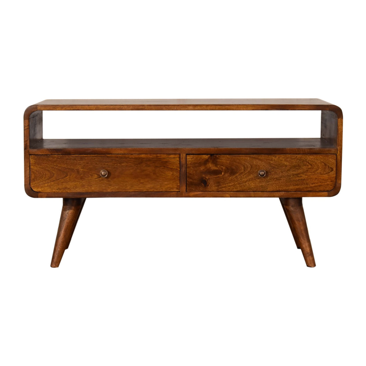 Curve Chestnut Cable TV Unit Chest of Drawers