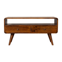 Curve Chestnut Cable TV Unit Chest of Drawers