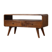 Curve Chestnut Cable TV Unit Chest of Drawers