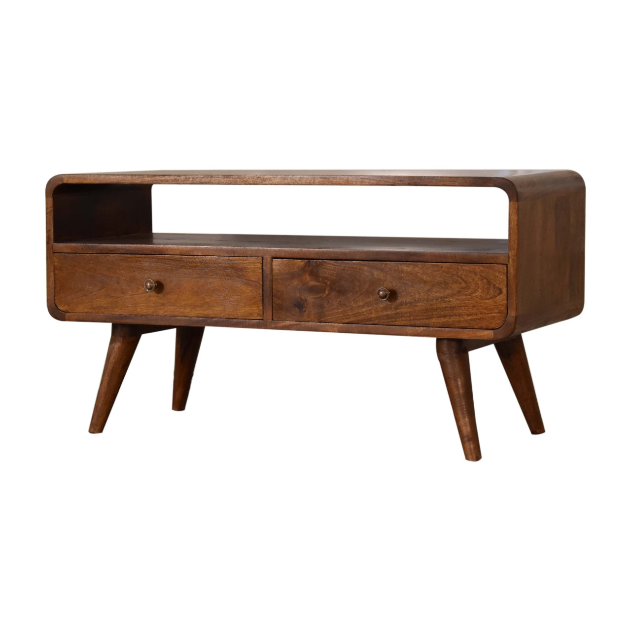 Curve Chestnut Cable TV Unit Chest of Drawers