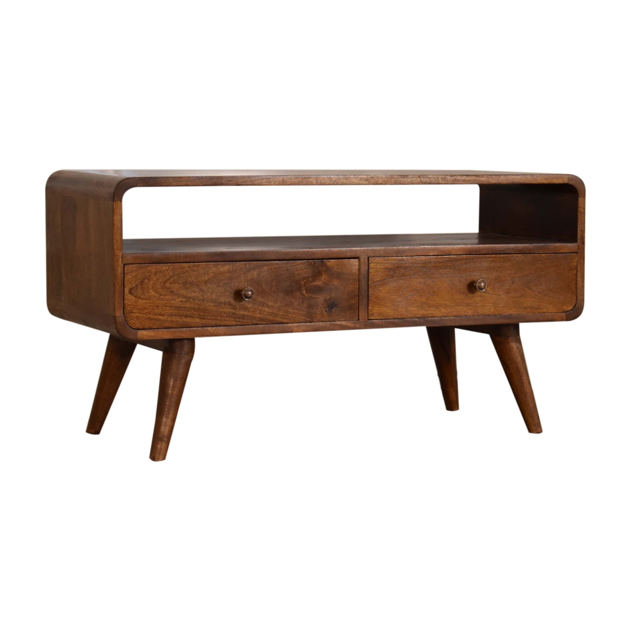 Curve Chestnut Cable TV Unit Chest of Drawers
