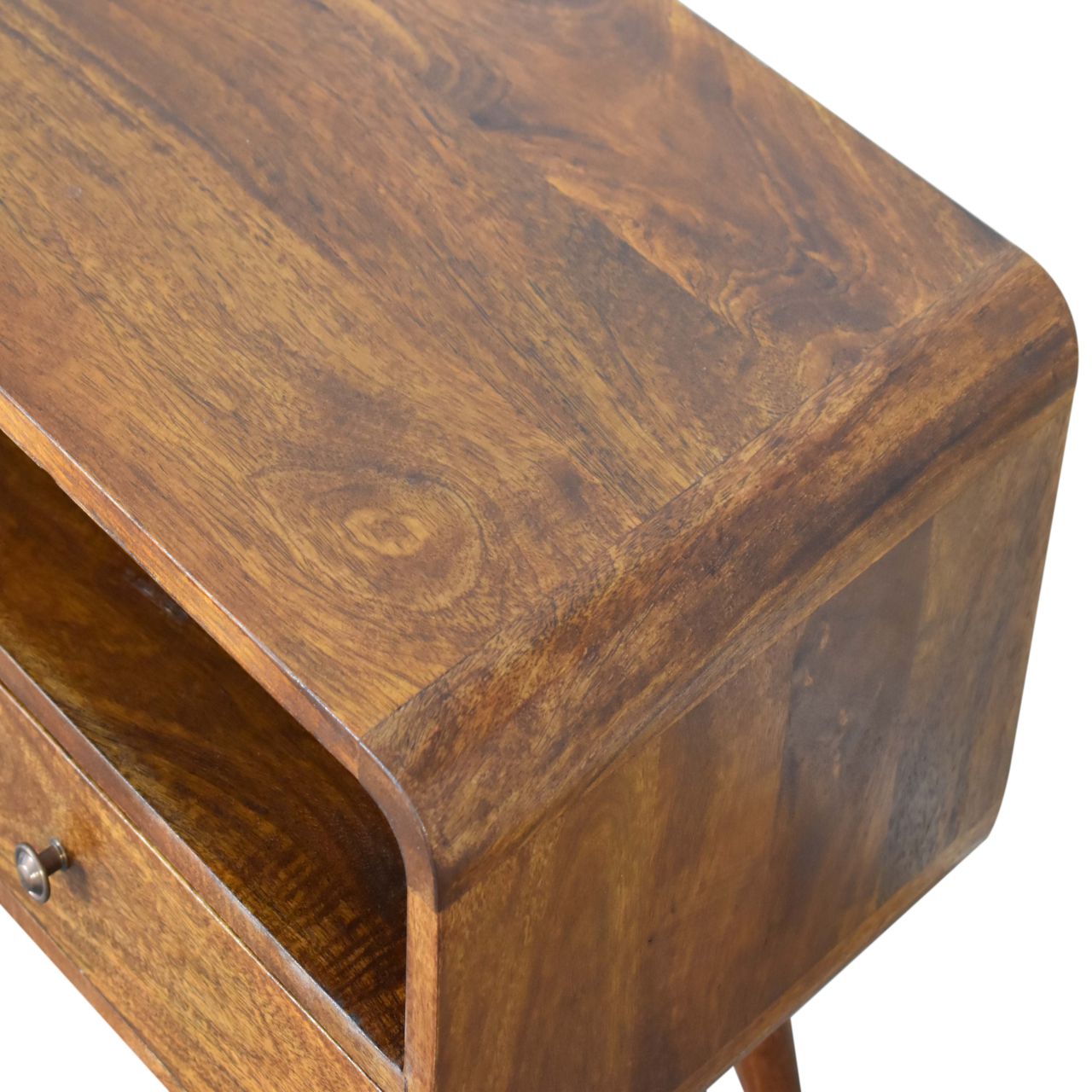 Curve Chestnut Cable TV Unit Chest of Drawers