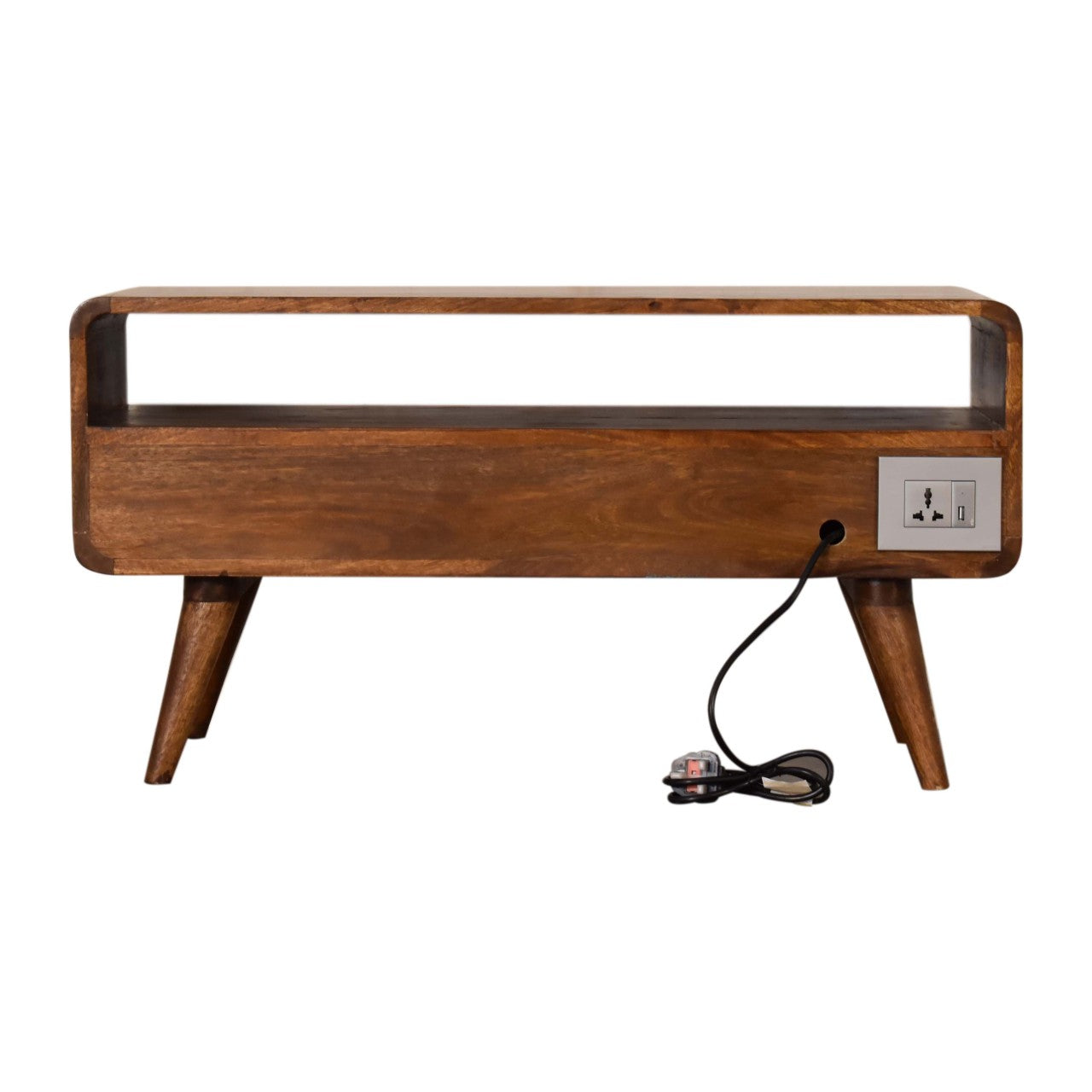 Curve Chestnut Cable TV Unit Chest of Drawers