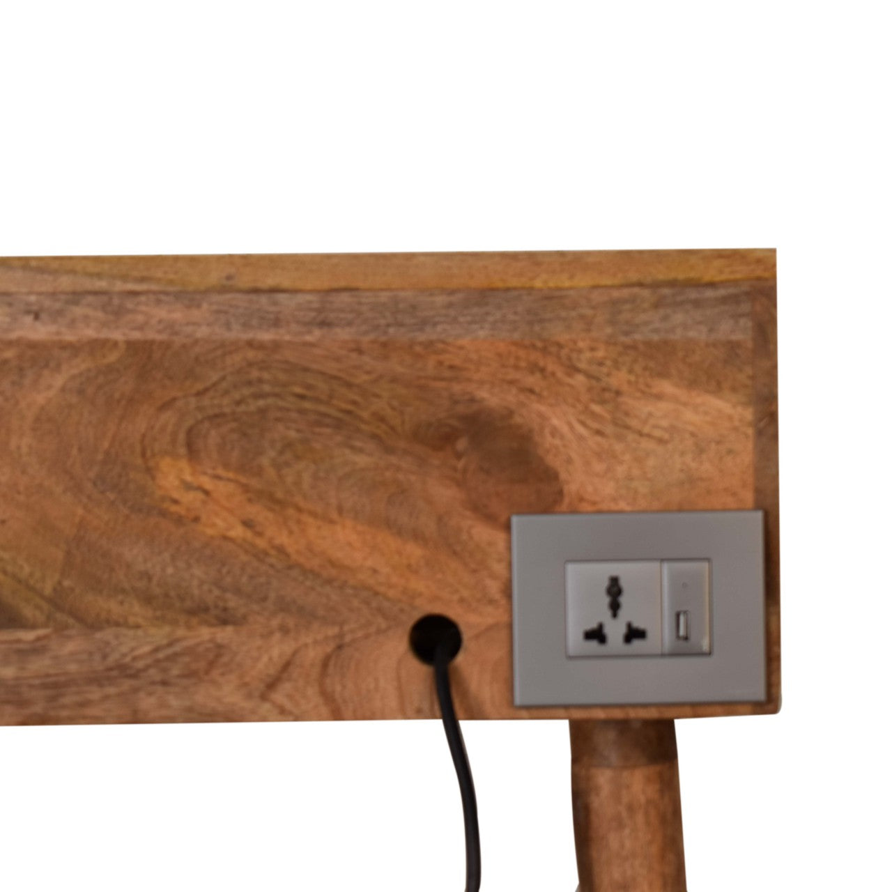 Gallery Back Cable Writing Desk | Oak Solid Mango Wood
