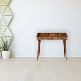 Gallery Back Cable Writing Desk | Oak Solid Mango Wood