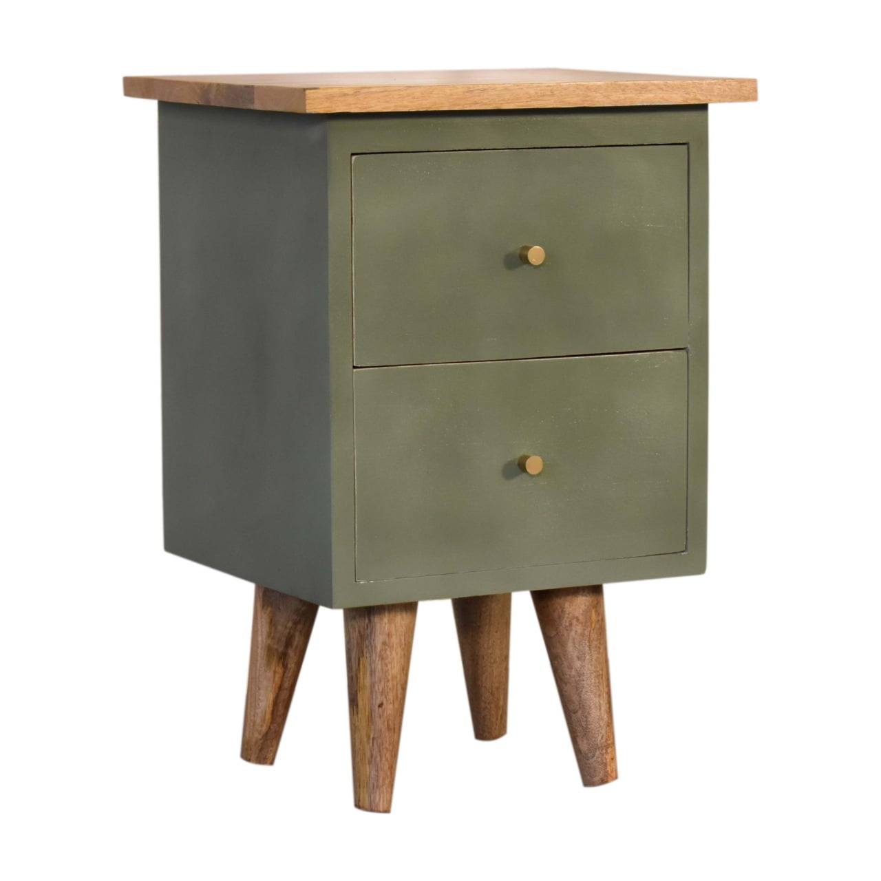 Olive Hand Painted Bedside Table