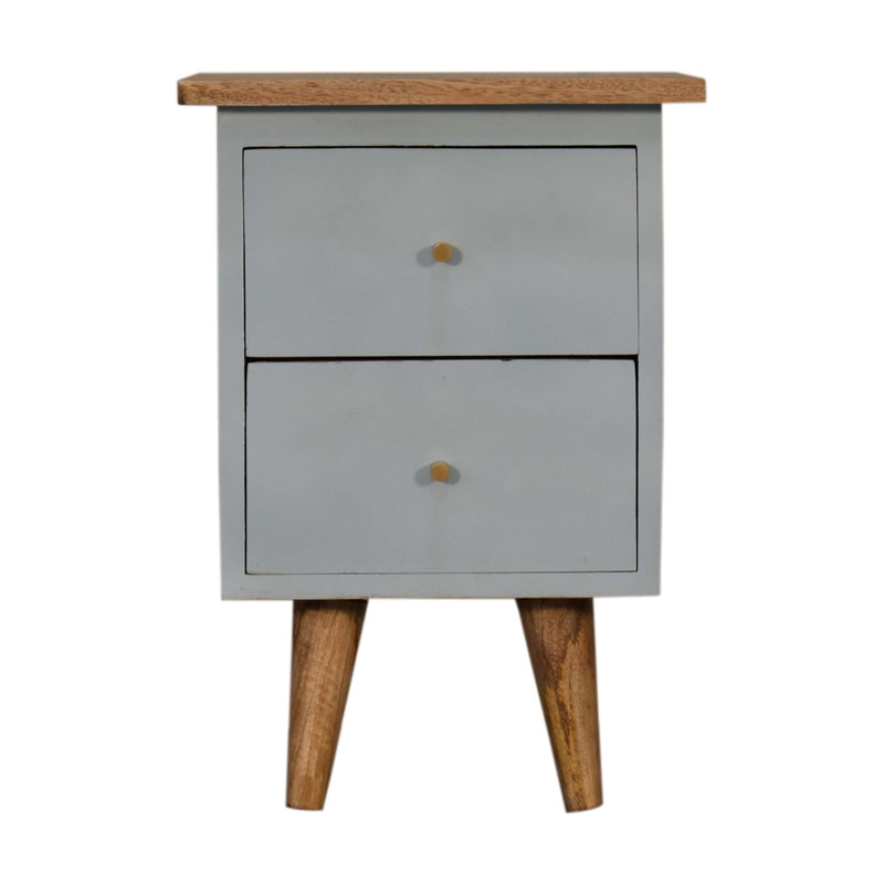 Sky Blue Hand Painted Bedside Table | Oak-Ish Solid Mango Wood