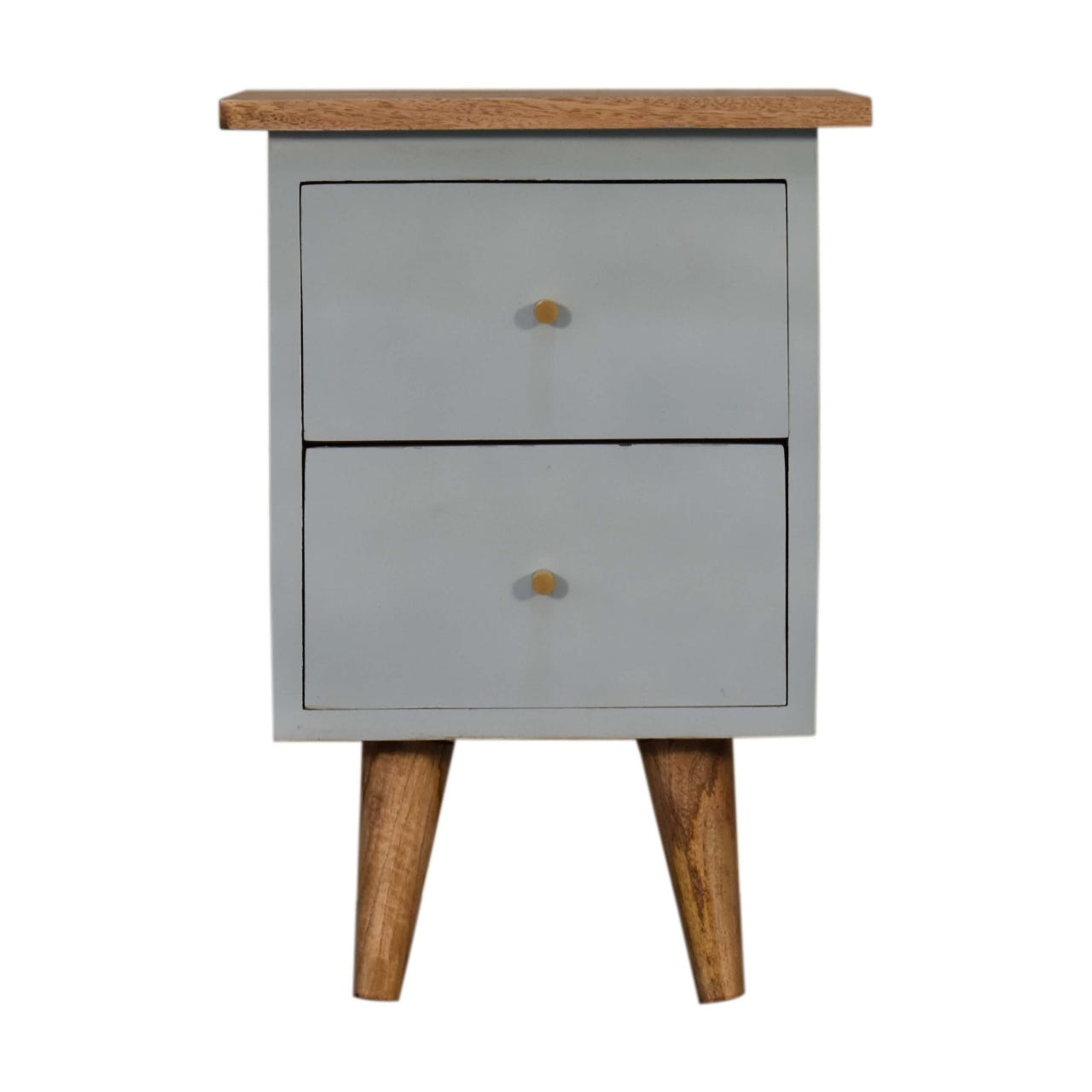 Sky Blue Hand Painted Bedside Table | Oak-Ish Solid Mango Wood Default Title