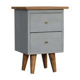 Sky Blue Hand Painted Bedside Table | Oak-Ish Solid Mango Wood