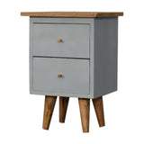 Sky Blue Hand Painted Bedside Table | Oak-Ish Solid Mango Wood