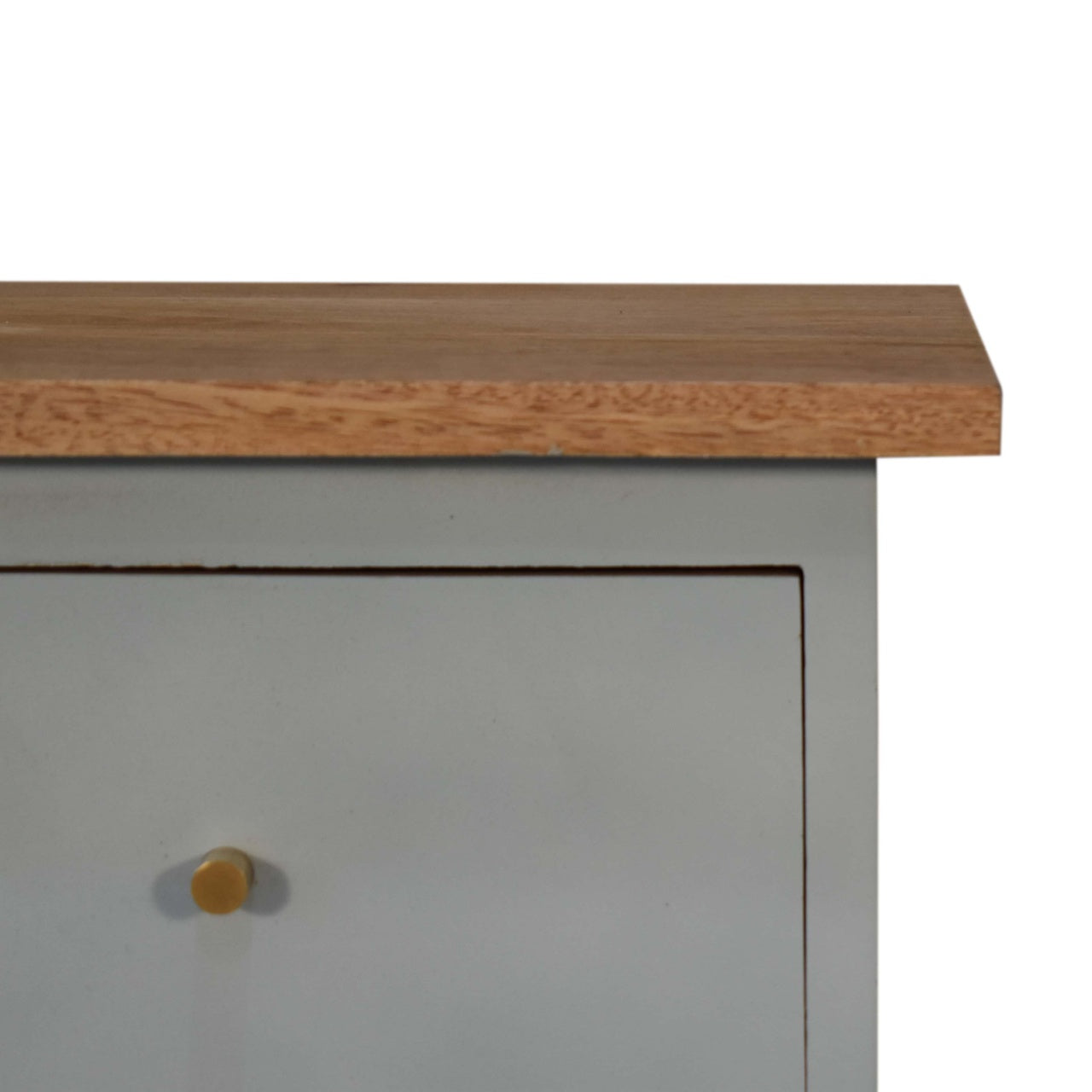 Sky Blue Hand Painted Bedside Table | Oak-Ish Solid Mango Wood