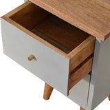 Sky Blue Hand Painted Bedside Table | Oak-Ish Solid Mango Wood